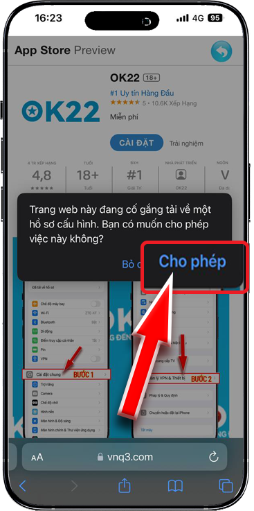 Bước 1: Tại trang chủ Jun88 » Chọn Tải APP