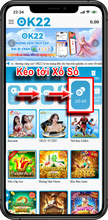 Bước 1 : Tại giao diện Trang Chủ >> Chọn mục Xổ Số