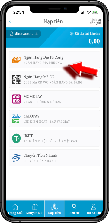 Bước 2 : Chọn mục Trực Tuyến 1 