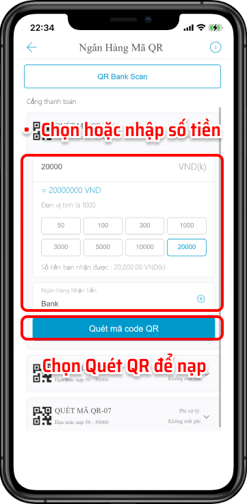 Bước 4: Chọn ngân hàng phù hợp để chuyển khoản