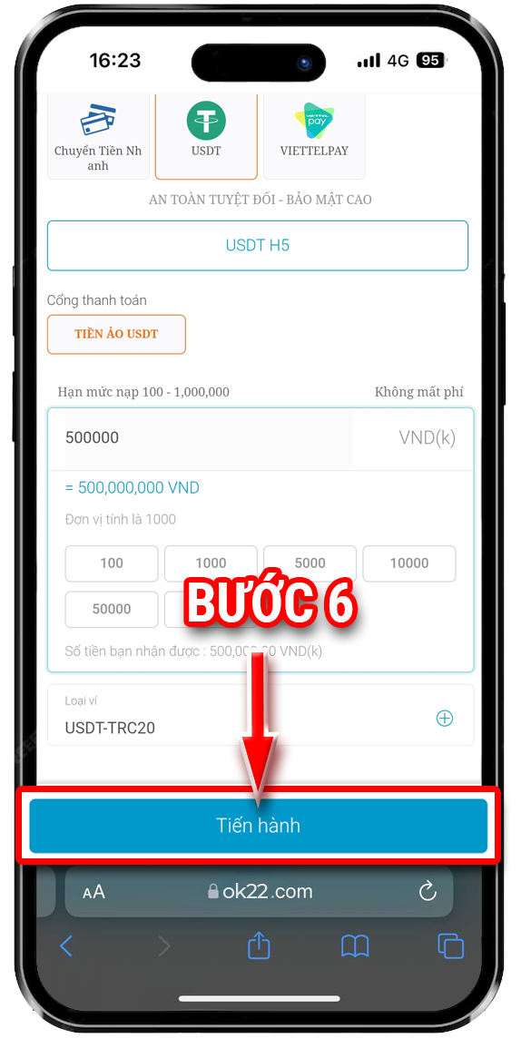 Bước 4: Sao chép thông tin hoặc quét mã để chuyển khoản.
