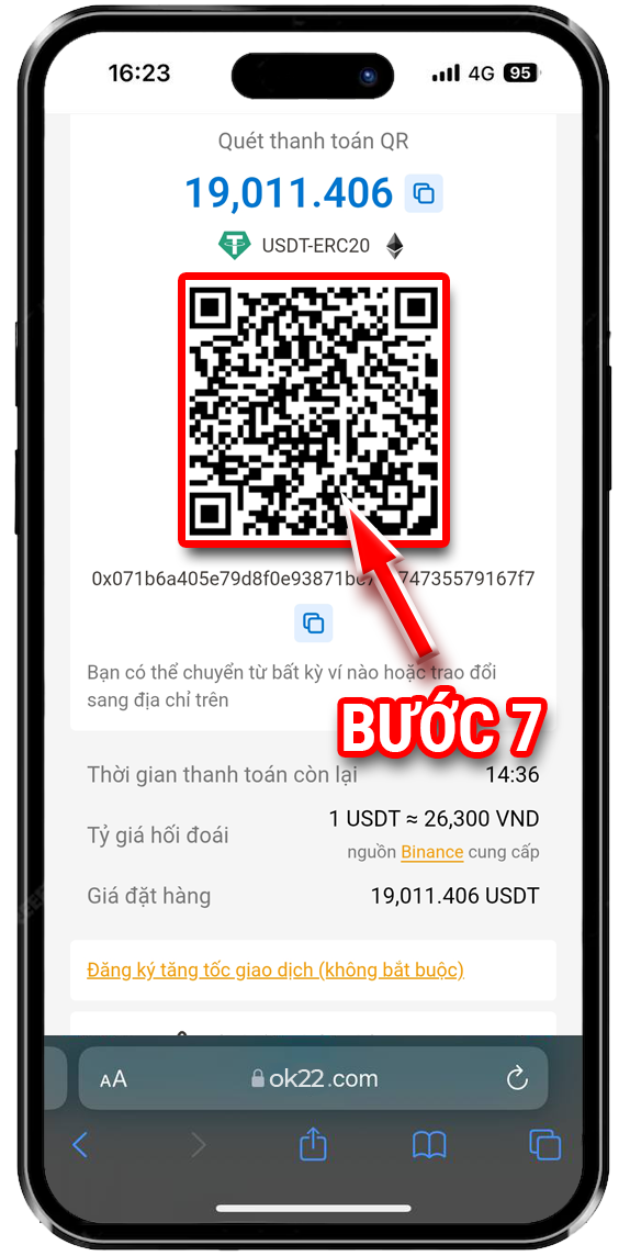 Bước 4: Sao chép thông tin hoặc quét mã để chuyển khoản.