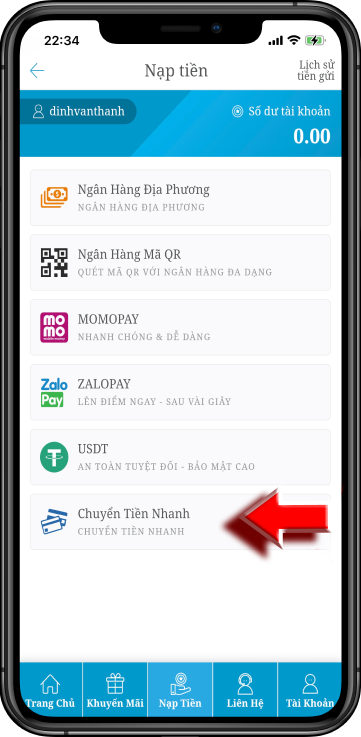 Bước 2 : Chọn mục Trực Tuyến 1
